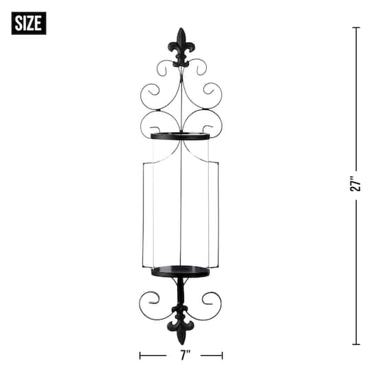 27" Fleur-De-Lis Candle Wall Sconce